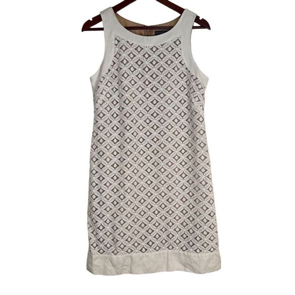 Jessica Howard Womens Linen Blend Eyelet Lace Sleeveless Sheath Dress Size 8 - Picture 1 of 9